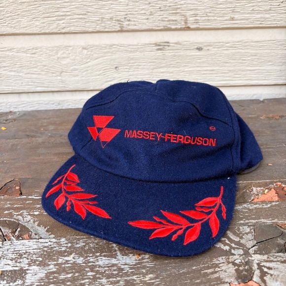 vintage MASSEY FERGUSON tractors farming wool strapback hat leafs - Picture 1 of 7